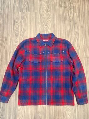 Supreme Studded Shadow Plaid Zip Up